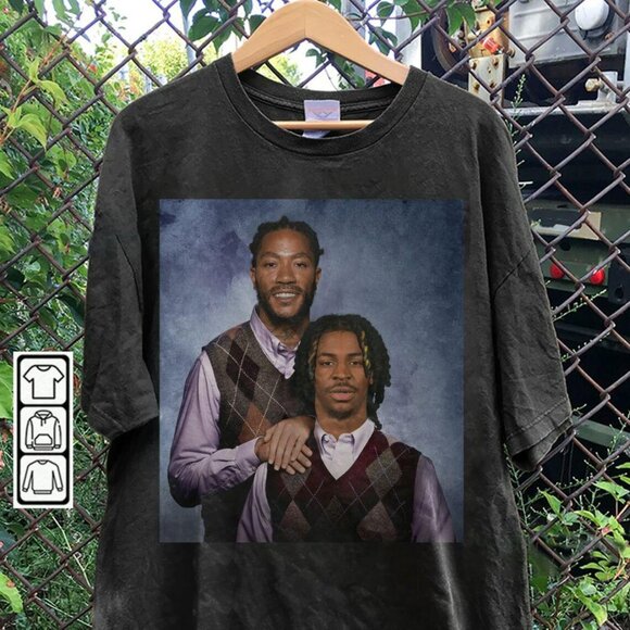 Derrick Rose Ja Morant Shirt, Basketball Step Bros, Funny Gift Basketball 90s Fa - Picture 1 of 2